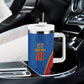 Africa DR Congo Football Custom Tumbler With Handle Blue Leopard Skin Pattern - African Pride