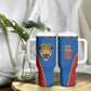 Africa DR Congo Football Custom Tumbler With Handle Blue Leopard Skin Pattern - African Pride