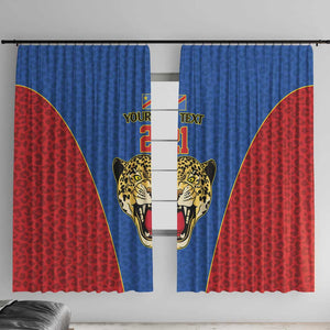 Africa DR Congo Football Custom Window Curtain Blue Leopard Skin Pattern - African Pride
