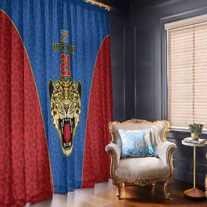 Africa DR Congo Football Custom Window Curtain Blue Leopard Skin Pattern - African Pride