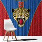 Africa DR Congo Football Custom Window Curtain Blue Leopard Skin Pattern - African Pride