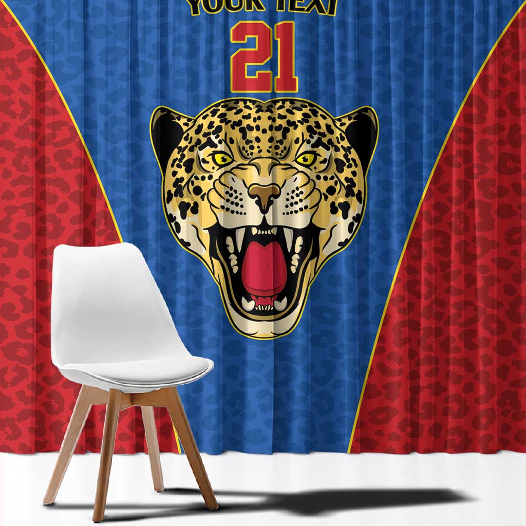 Africa DR Congo Football Custom Window Curtain Blue Leopard Skin Pattern - African Pride
