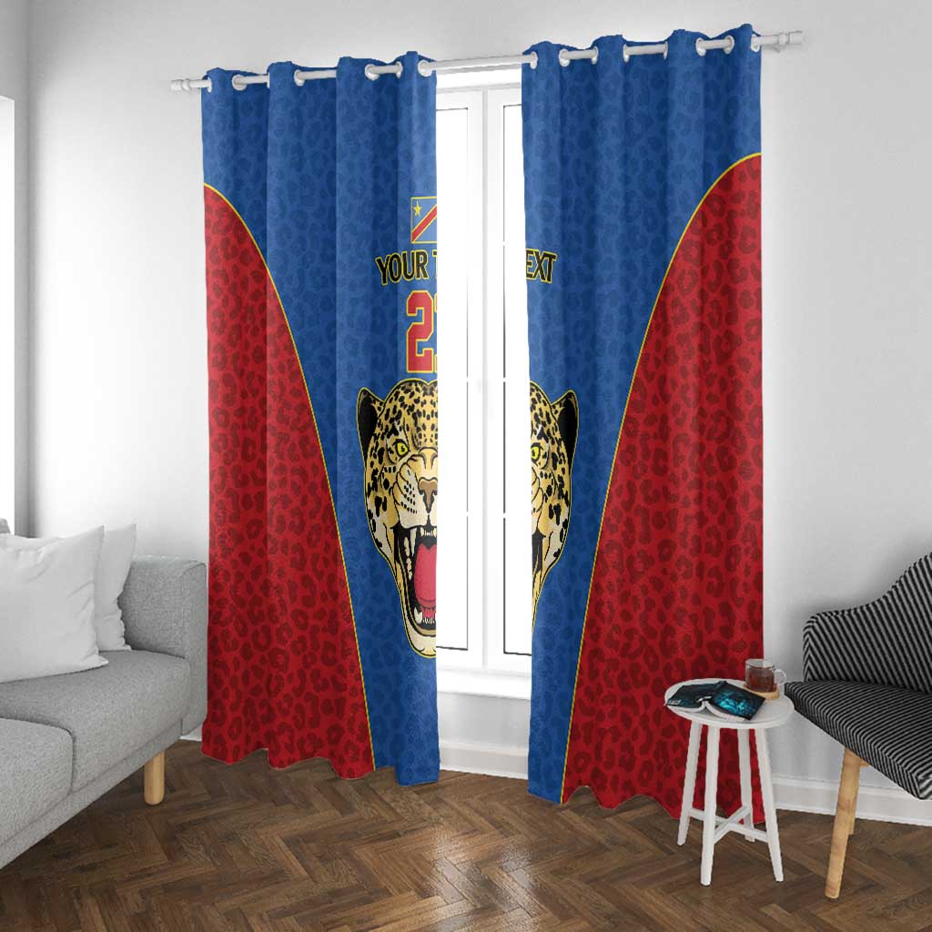 Africa DR Congo Football Custom Window Curtain Blue Leopard Skin Pattern - African Pride