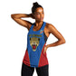 Africa DR Congo Football Custom Women Racerback Tank Blue Leopard Skin Pattern - African Pride