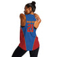 Africa DR Congo Football Custom Women Racerback Tank Blue Leopard Skin Pattern - African Pride