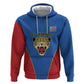 Africa DR Congo Football Custom Zip Hoodie Blue Leopard Skin Pattern - African Pride