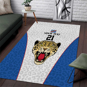Africa DR Congo Football Custom Area Rug White Leopard Skin Pattern - African Pride