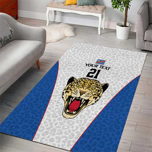 Africa DR Congo Football Custom Area Rug White Leopard Skin Pattern - African Pride