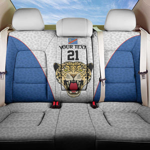 Africa DR Congo Football Custom Back Car Seat Cover White Leopard Skin Pattern - African Pride