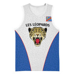 Africa DR Congo Football Custom Basketball Jersey White Leopard Skin Pattern - African Pride