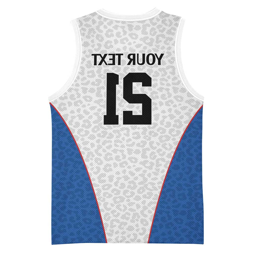 Africa DR Congo Football Custom Basketball Jersey White Leopard Skin Pattern - African Pride
