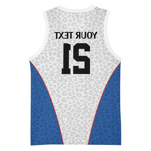 Africa DR Congo Football Custom Basketball Jersey White Leopard Skin Pattern - African Pride