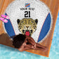 Africa DR Congo Football Custom Beach Blanket White Leopard Skin Pattern - African Pride