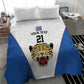 Africa DR Congo Football Custom Bedding Set White Leopard Skin Pattern - African Pride