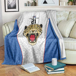 Africa DR Congo Football Custom Blanket White Leopard Skin Pattern - African Pride