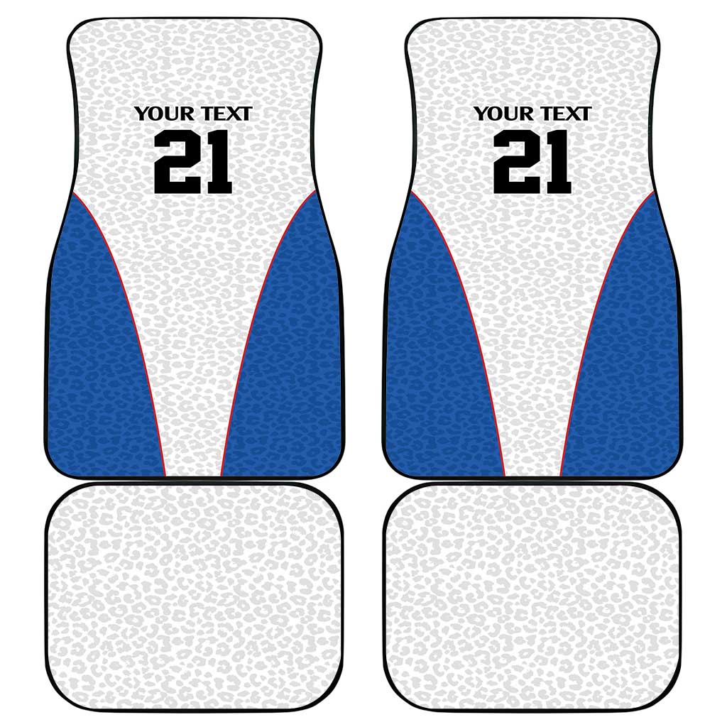 Africa DR Congo Football Custom Car Mats White Leopard Skin Pattern - African Pride
