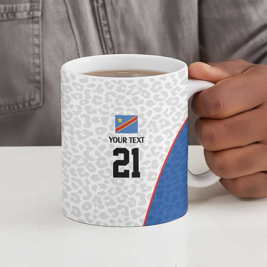 Africa DR Congo Football Custom Ceramic Mug White Leopard Skin Pattern