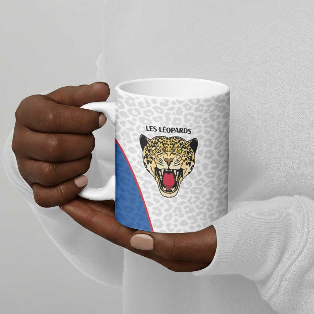 Africa DR Congo Football Custom Ceramic Mug White Leopard Skin Pattern