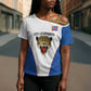 Africa DR Congo Football Custom Cross Shoulder Shirt White Leopard Skin Pattern