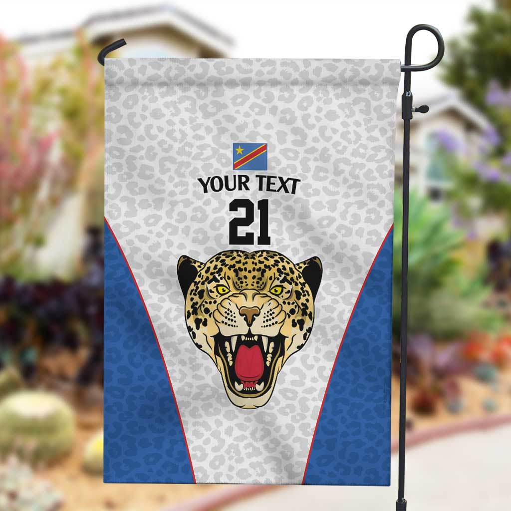 Africa DR Congo Football Custom Garden Flag White Leopard Skin Pattern - African Pride