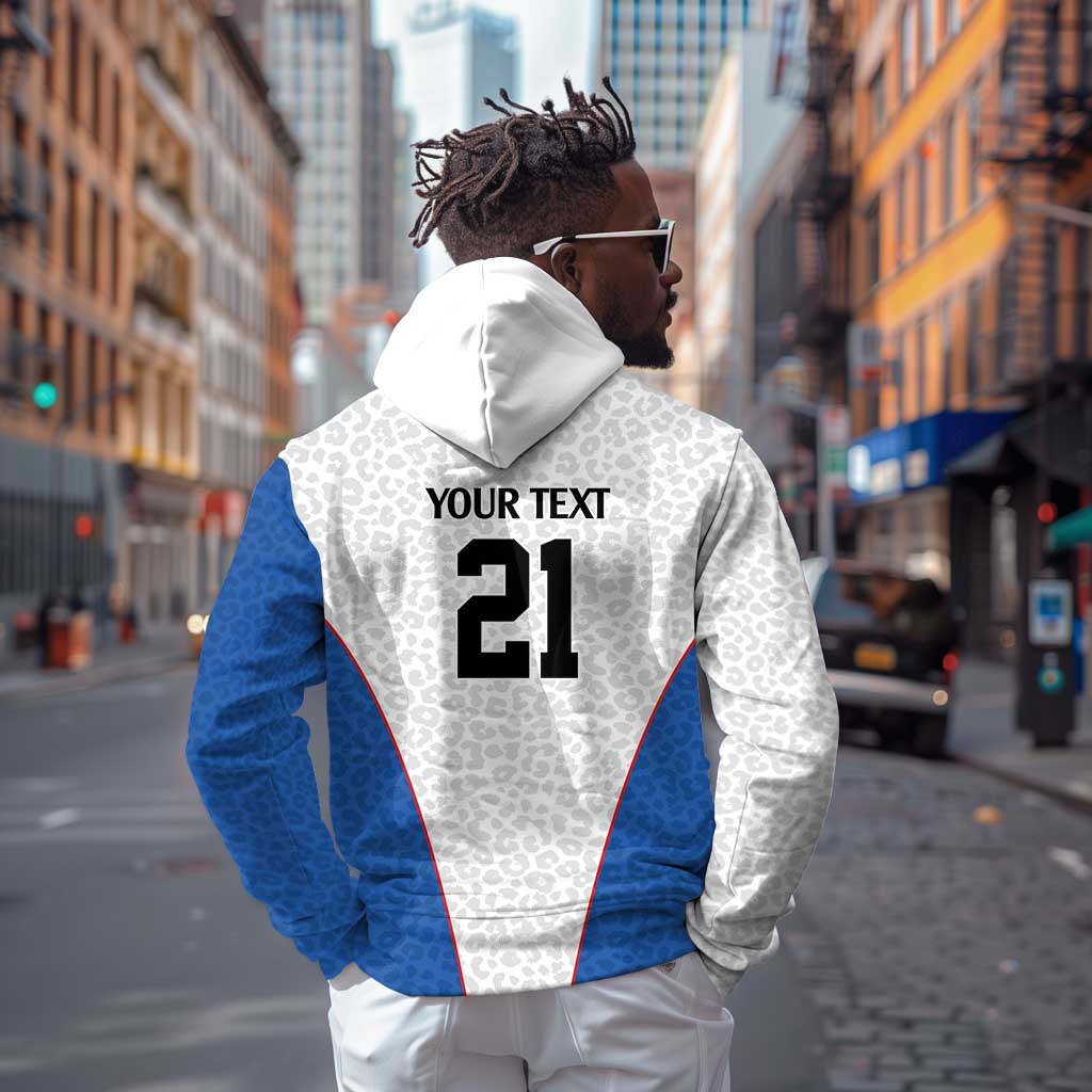 Africa DR Congo Football Custom Hoodie White Leopard Skin Pattern - African Pride