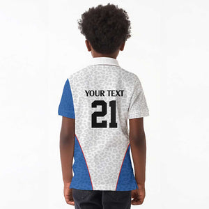 Africa DR Congo Football Custom Kid Polo Shirt White Leopard Skin Pattern - African Pride