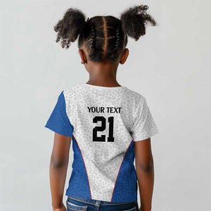 Africa DR Congo Football Custom Kid T shirt White Leopard Skin Pattern - African Pride