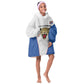 Africa DR Congo Football Custom Kid Wearable Blanket Hoodie White Leopard Skin Pattern - African Pride