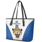 Africa DR Congo Football Custom Leather Tote Bag White Leopard Skin Pattern - African Pride