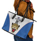 Africa DR Congo Football Custom Leather Tote Bag White Leopard Skin Pattern - African Pride