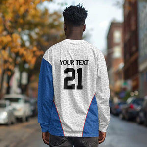 Africa DR Congo Football Custom Long Sleeve Shirt White Leopard Skin Pattern - African Pride