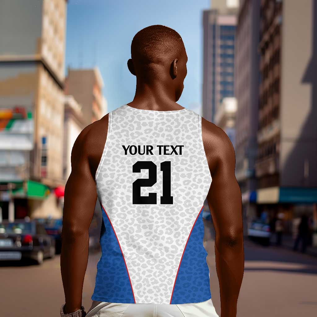 Africa DR Congo Football Custom Men Tank Top White Leopard Skin Pattern - African Pride