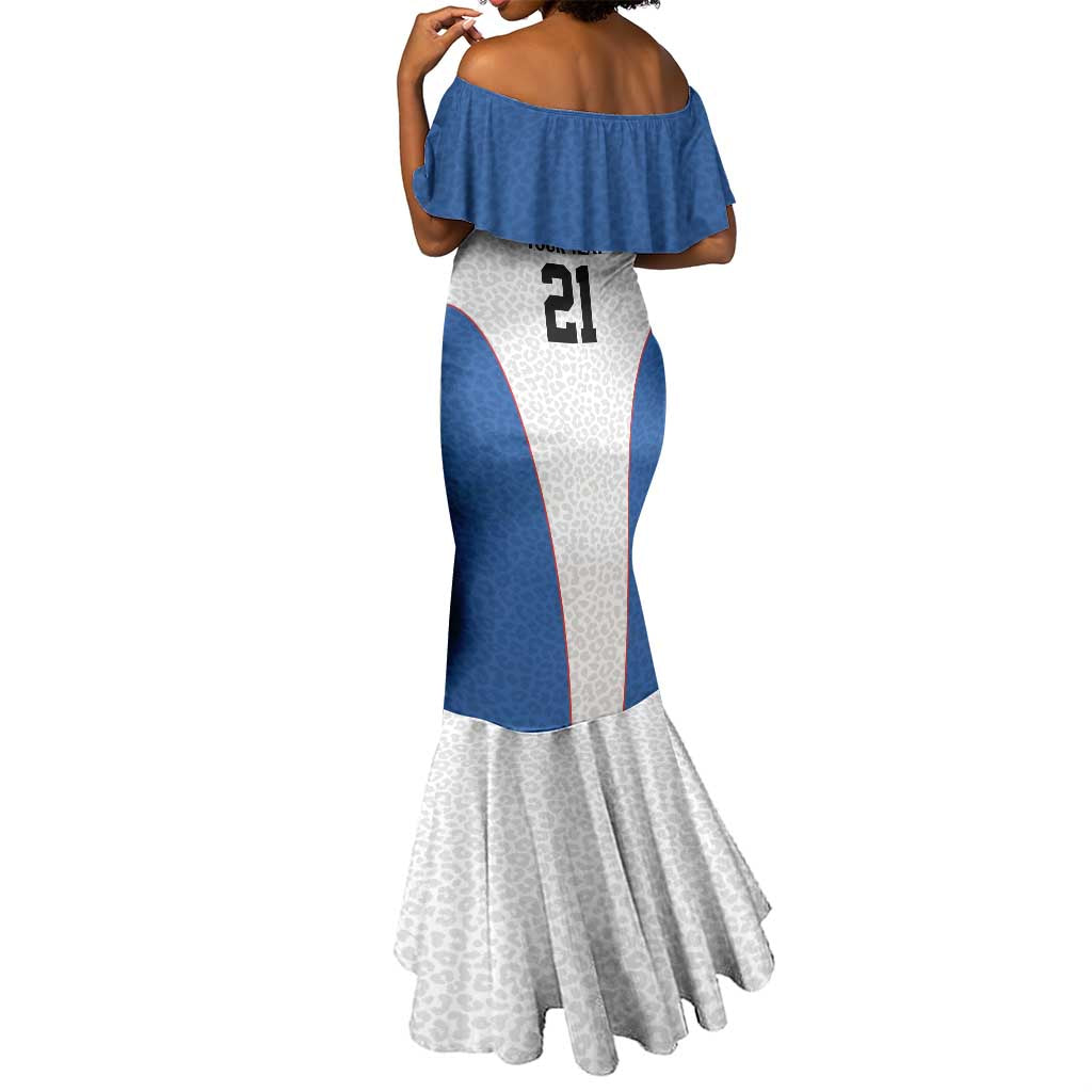 Africa DR Congo Football Custom Mermaid Dress White Leopard Skin Pattern - African Pride