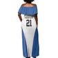 Africa DR Congo Football Custom Off Shoulder Maxi Dress White Leopard Skin Pattern - African Pride