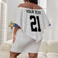 Africa DR Congo Football Custom Off Shoulder Short Dress White Leopard Skin Pattern - African Pride