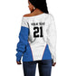 Africa DR Congo Football Custom Off Shoulder Sweater White Leopard Skin Pattern - African Pride