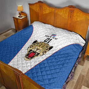 Africa DR Congo Football Custom Quilt White Leopard Skin Pattern - African Pride