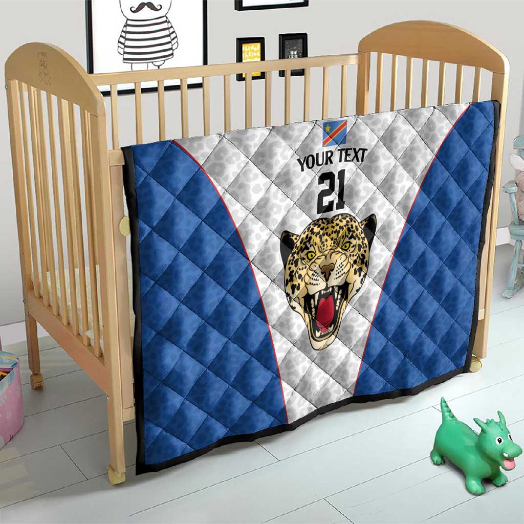 Africa DR Congo Football Custom Quilt White Leopard Skin Pattern - African Pride