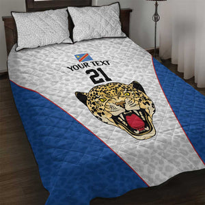 Africa DR Congo Football Custom Quilt Bed Set White Leopard Skin Pattern - African Pride