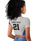 Africa DR Congo Football Custom Raglan Cropped T shirt White Leopard Skin Pattern - African Pride