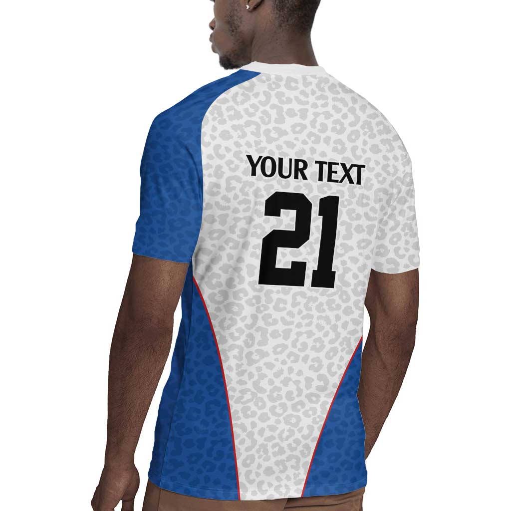Africa DR Congo Football Custom Rugby Jersey White Leopard Skin Pattern - African Pride