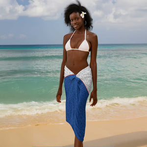 Africa DR Congo Football Custom Sarong White Leopard Skin Pattern - African Pride