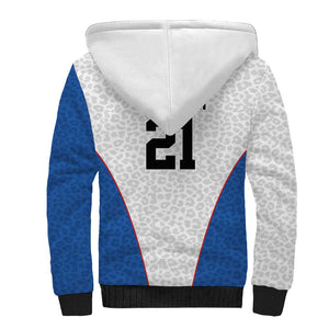 Africa DR Congo Football Custom Sherpa Hoodie White Leopard Skin Pattern - African Pride