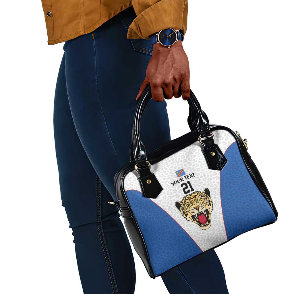 Africa DR Congo Football Custom Shoulder Handbag White Leopard Skin Pattern - African Pride