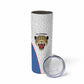 Africa DR Congo Football Custom Skinny Tumbler White Leopard Skin Pattern - African Pride
