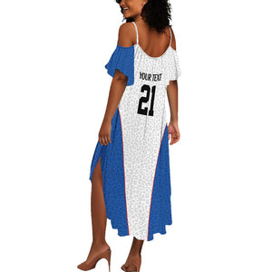 Africa DR Congo Football Custom Summer Maxi Dress White Leopard Skin Pattern - African Pride