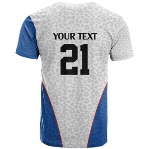 Africa DR Congo Football Custom T shirt White Leopard Skin Pattern - African Pride
