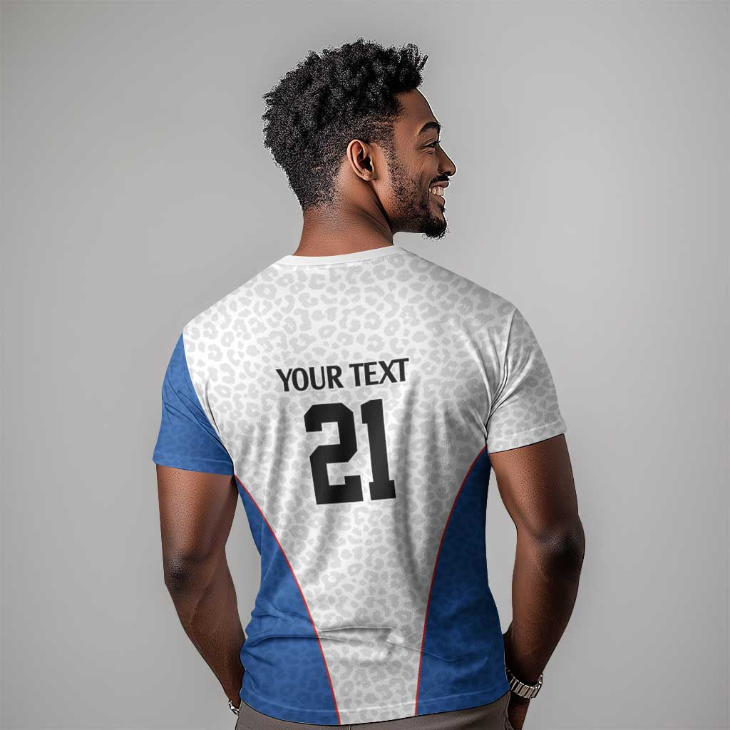 Africa DR Congo Football Custom T shirt White Leopard Skin Pattern - African Pride