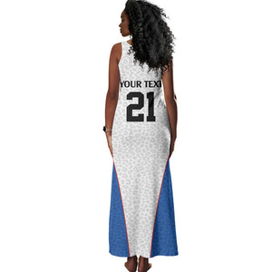 Africa DR Congo Football Custom Tank Maxi Dress White Leopard Skin Pattern - African Pride