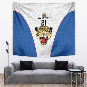 Africa DR Congo Football Custom Tapestry White Leopard Skin Pattern - African Pride
